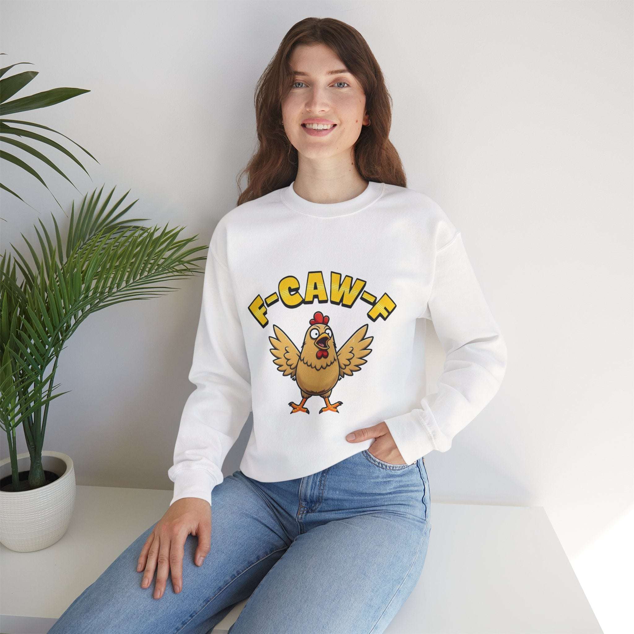 F-Caw-F Funny Chicken Sweatshirt, Unisex Crewneck, Gift for Chicken Lovers, Casual Wear, Cozy Outfit - YOUSTOMIZE