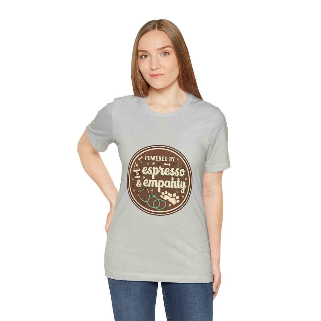 Empathy & Espresso Unisex T-Shirt for Veterinarians - Coffee Lover Vet Tee Gift