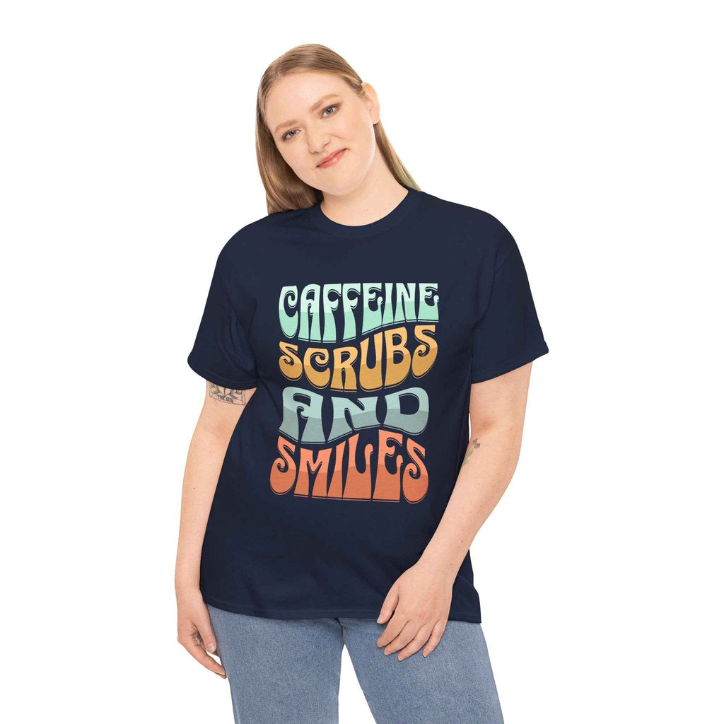 Caffeine Scrubs and Smiles Unisex Heavy Cotton Tee