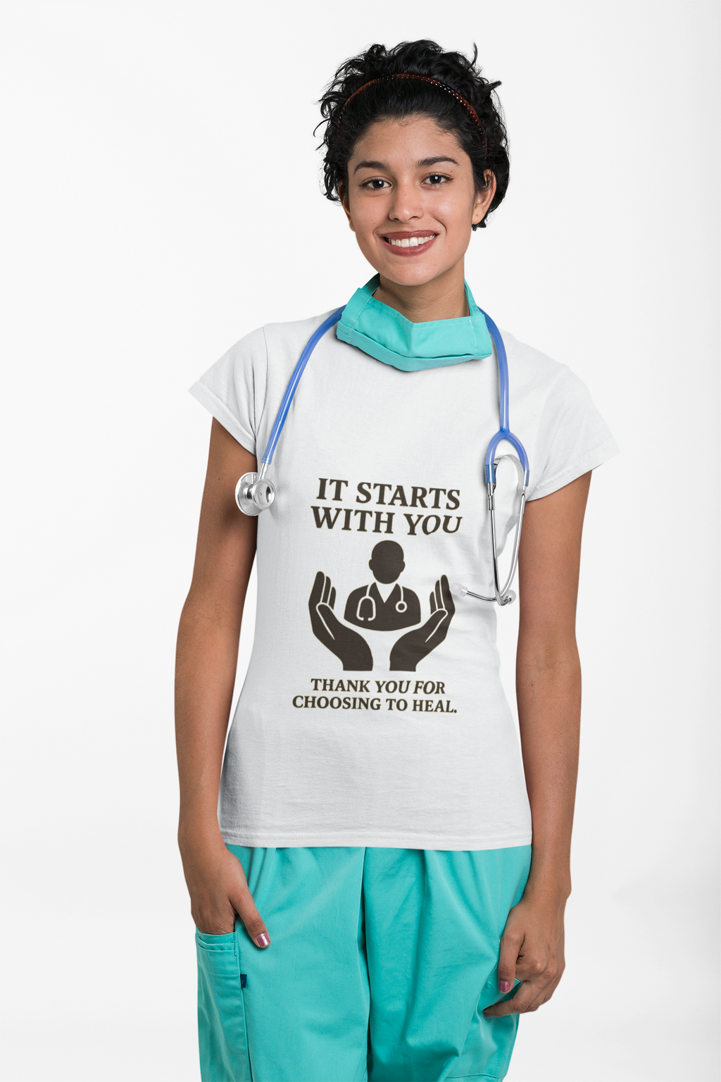 Inspirational Healthcare T-Shirt, Thank You for Choosing to Heal Shirt – Nurse Appreciation Gift – Doctor Gratitude T-shirt – It Starts With You – Minimalist Medical Design Product vendor