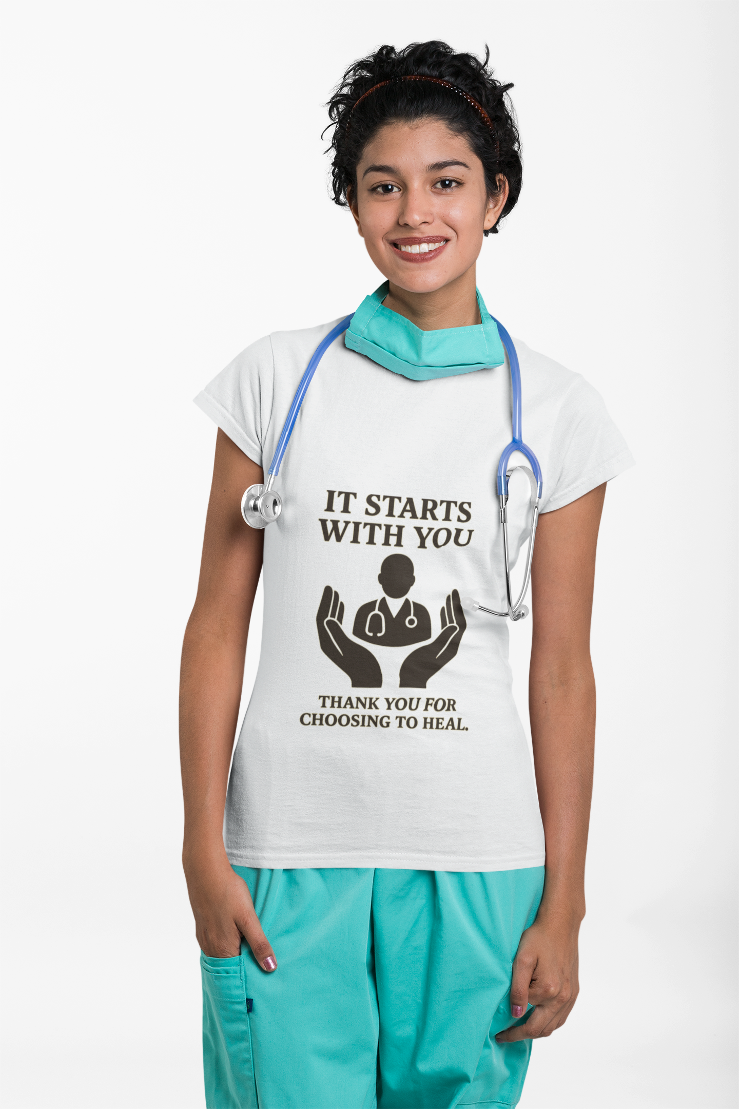 Inspirational Healthcare T-Shirt, Thank You for Choosing to Heal Shirt – Nurse Appreciation Gift – Doctor Gratitude T-shirt – It Starts With You – Minimalist Medical Design Product vendor
