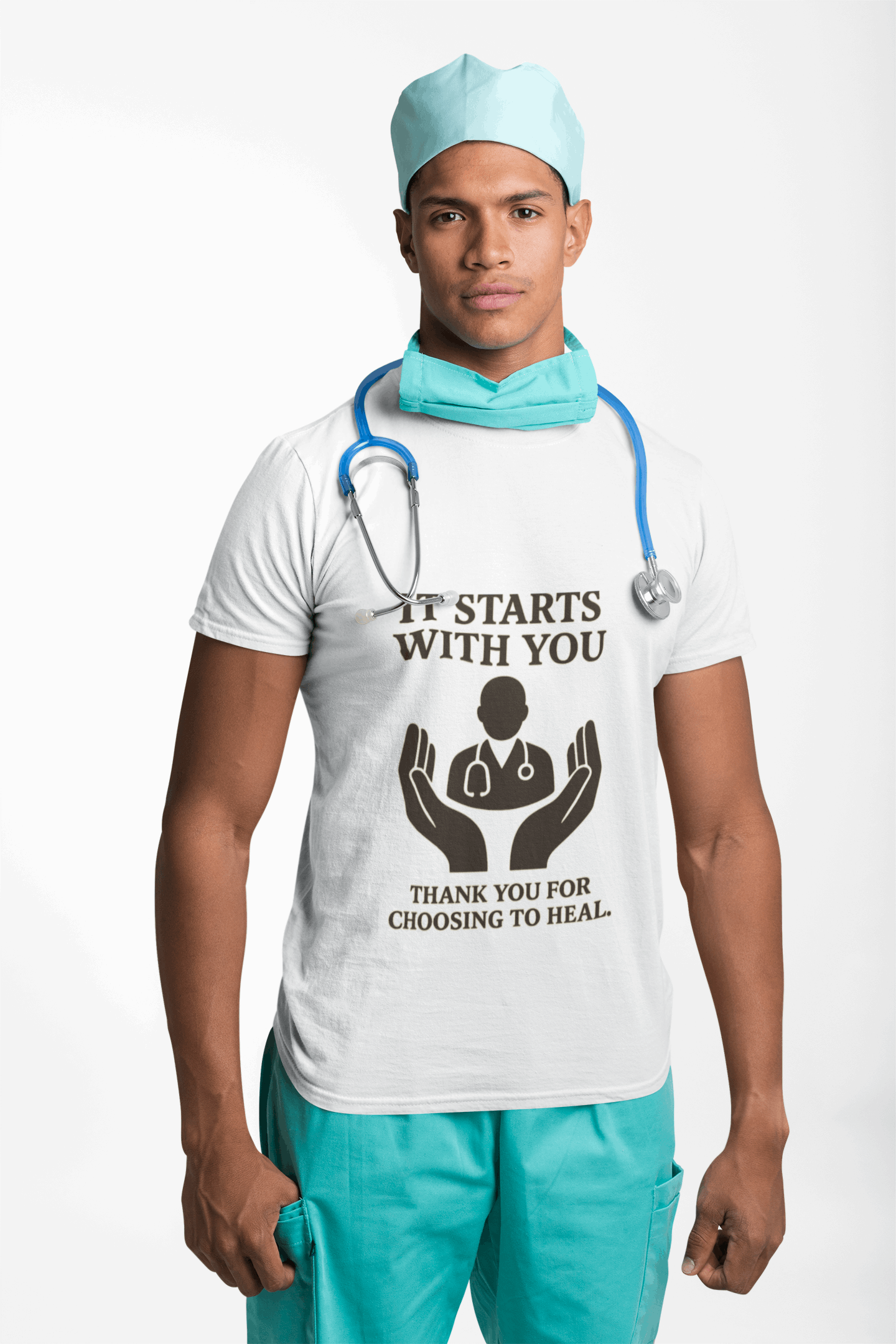 Inspirational Healthcare T-Shirt, Thank You for Choosing to Heal Shirt – Nurse Appreciation Gift – Doctor Gratitude T-shirt – It Starts With You – Minimalist Medical Design Product vendor