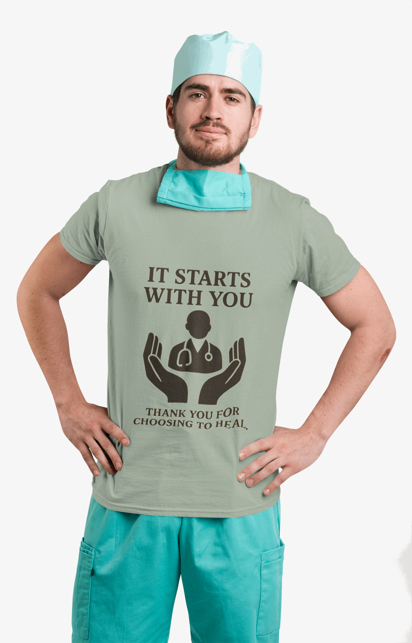 Inspirational Healthcare T-Shirt, Thank You for Choosing to Heal Shirt – Nurse Appreciation Gift – Doctor Gratitude T-shirt – It Starts With You – Minimalist Medical Design Product vendor