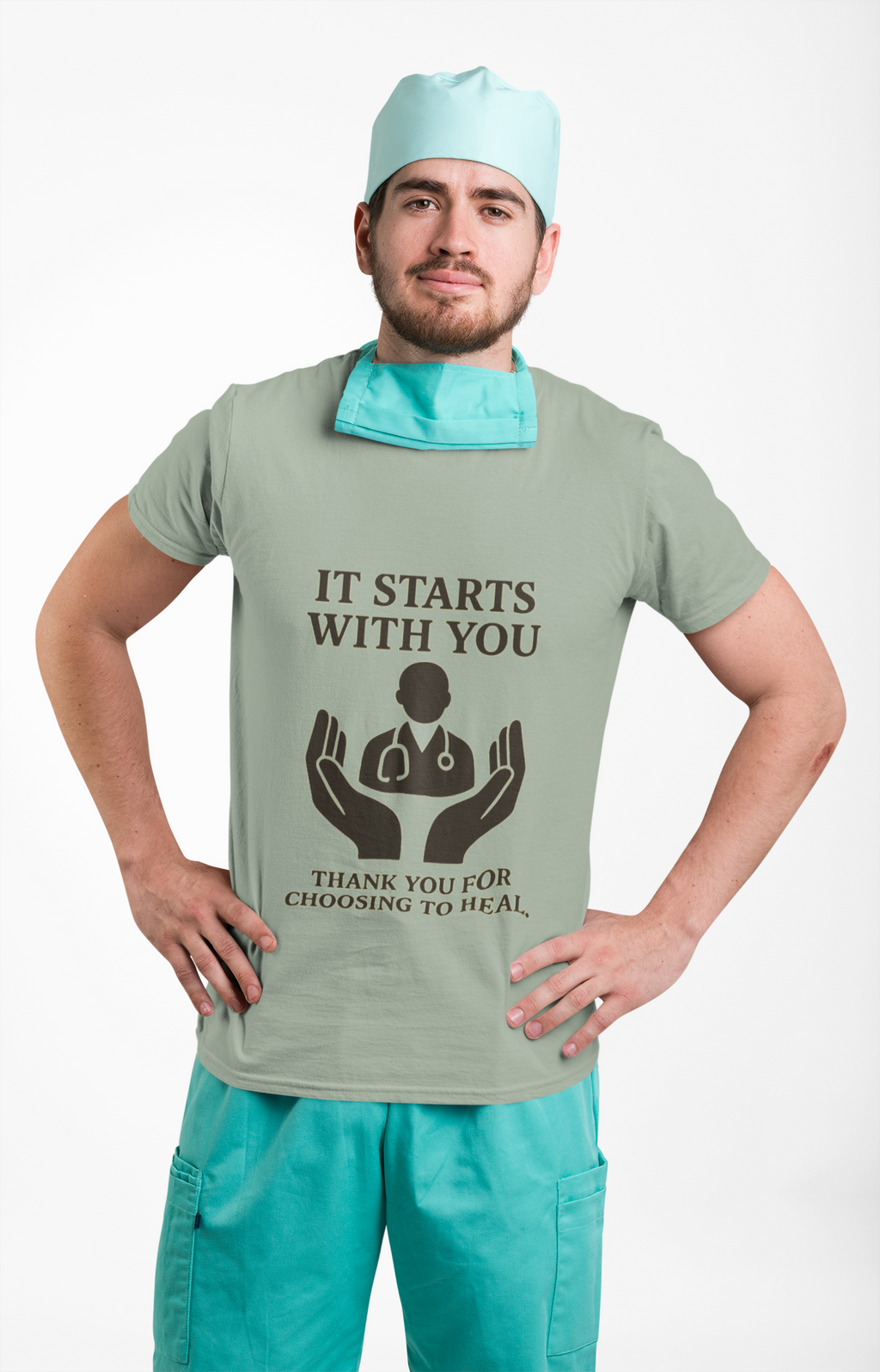Inspirational Healthcare T-Shirt, Thank You for Choosing to Heal Shirt – Nurse Appreciation Gift – Doctor Gratitude T-shirt – It Starts With You – Minimalist Medical Design Product vendor