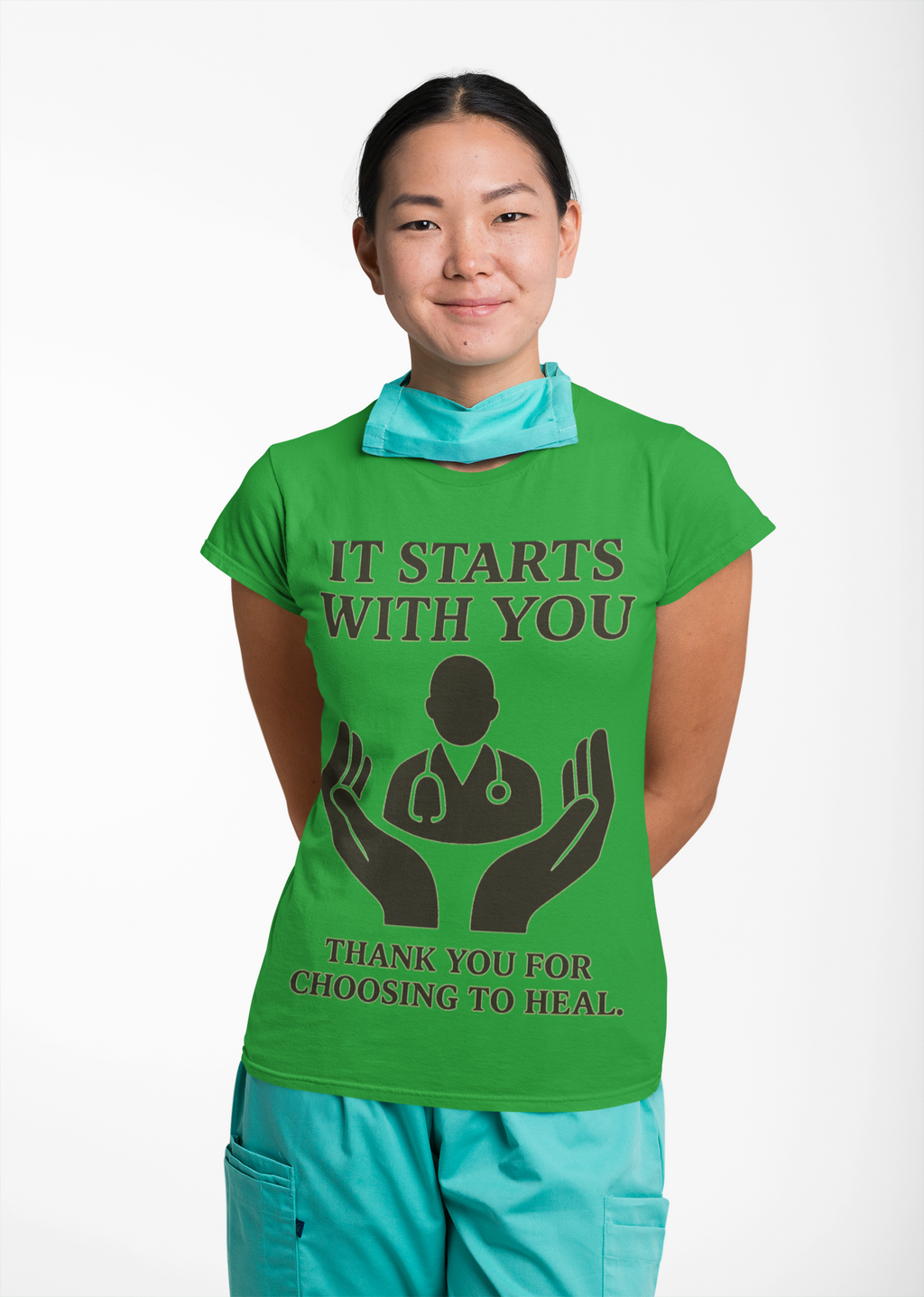 Inspirational Healthcare T-Shirt, Thank You for Choosing to Heal Shirt – Nurse Appreciation Gift – Doctor Gratitude T-shirt – It Starts With You – Minimalist Medical Design Product vendor