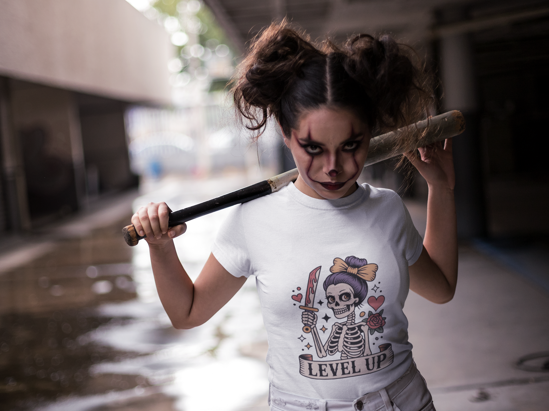 Level Up Skeleton Graphic Unisex Softstyle T-Shirt, Cute Halloween Tee, Gift for Gamers, Spooky Season Apparel, Goth Fashion Product vendor