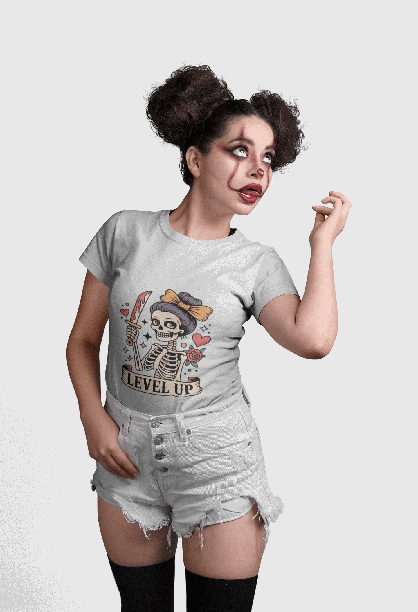 Level Up Skeleton Graphic Unisex Softstyle T-Shirt, Cute Halloween Tee, Gift for Gamers, Spooky Season Apparel, Goth Fashion Product vendor