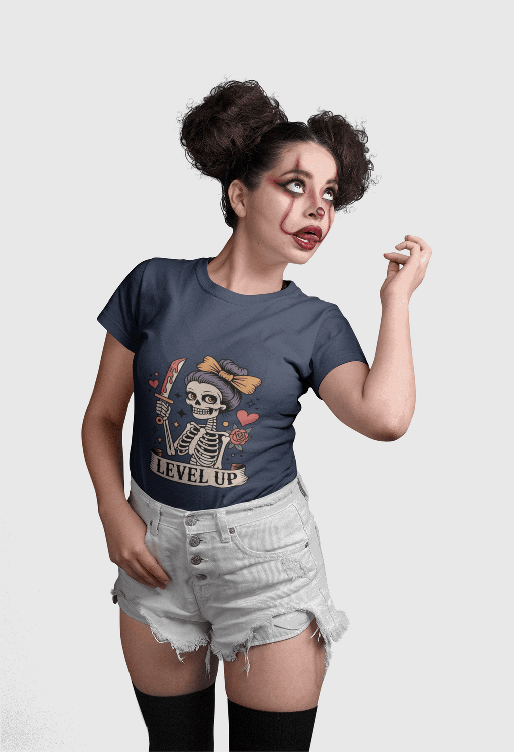 Level Up Skeleton Graphic Unisex Softstyle T-Shirt, Cute Halloween Tee, Gift for Gamers, Spooky Season Apparel, Goth Fashion Product vendor