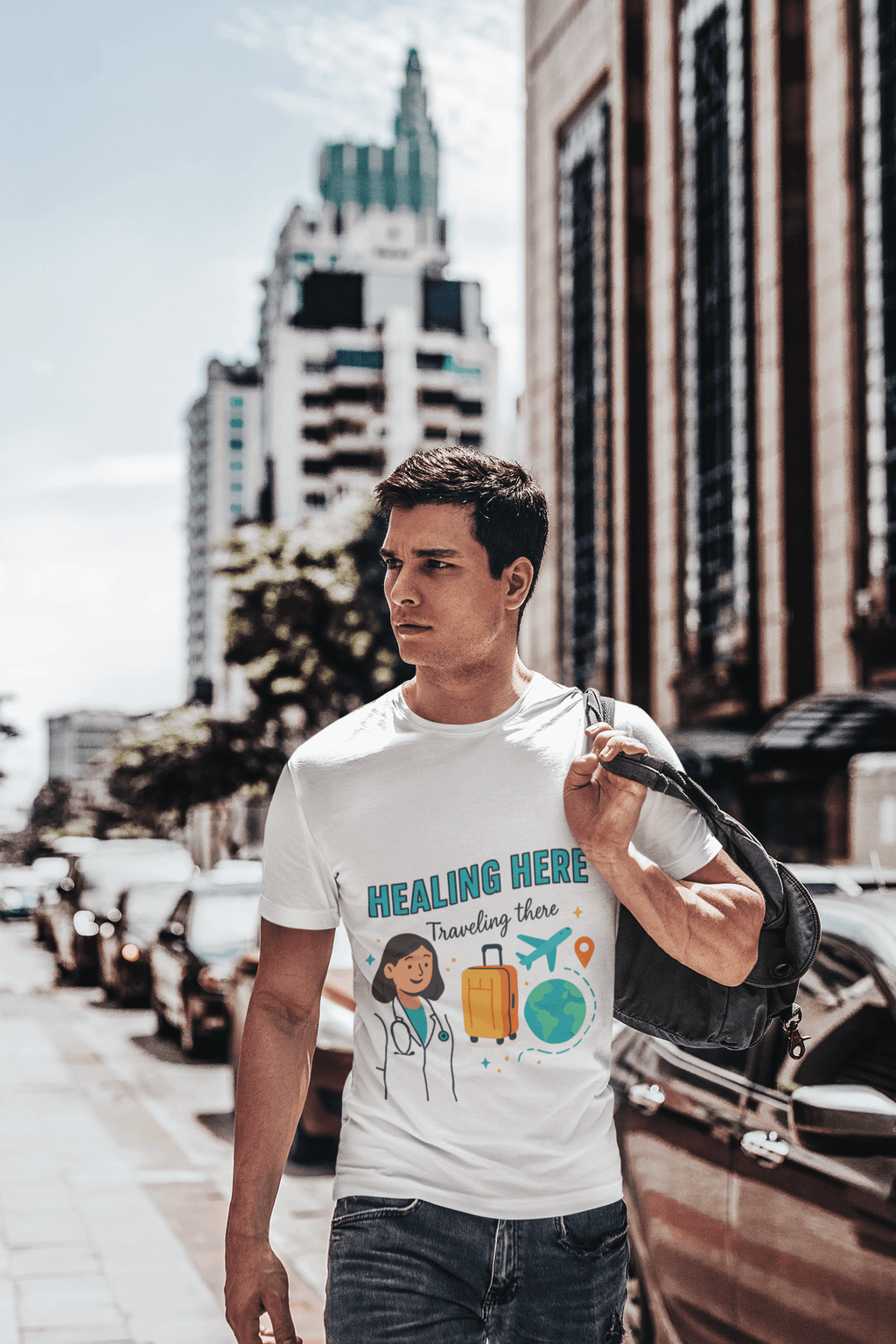 Travel-Inspired Healthcare T-Shirt, Best Doctor Gift, Travel Nurse Apparel, Healing Here Tee, Unisex Graphic Shirt, Vacation Outfit Product vendor