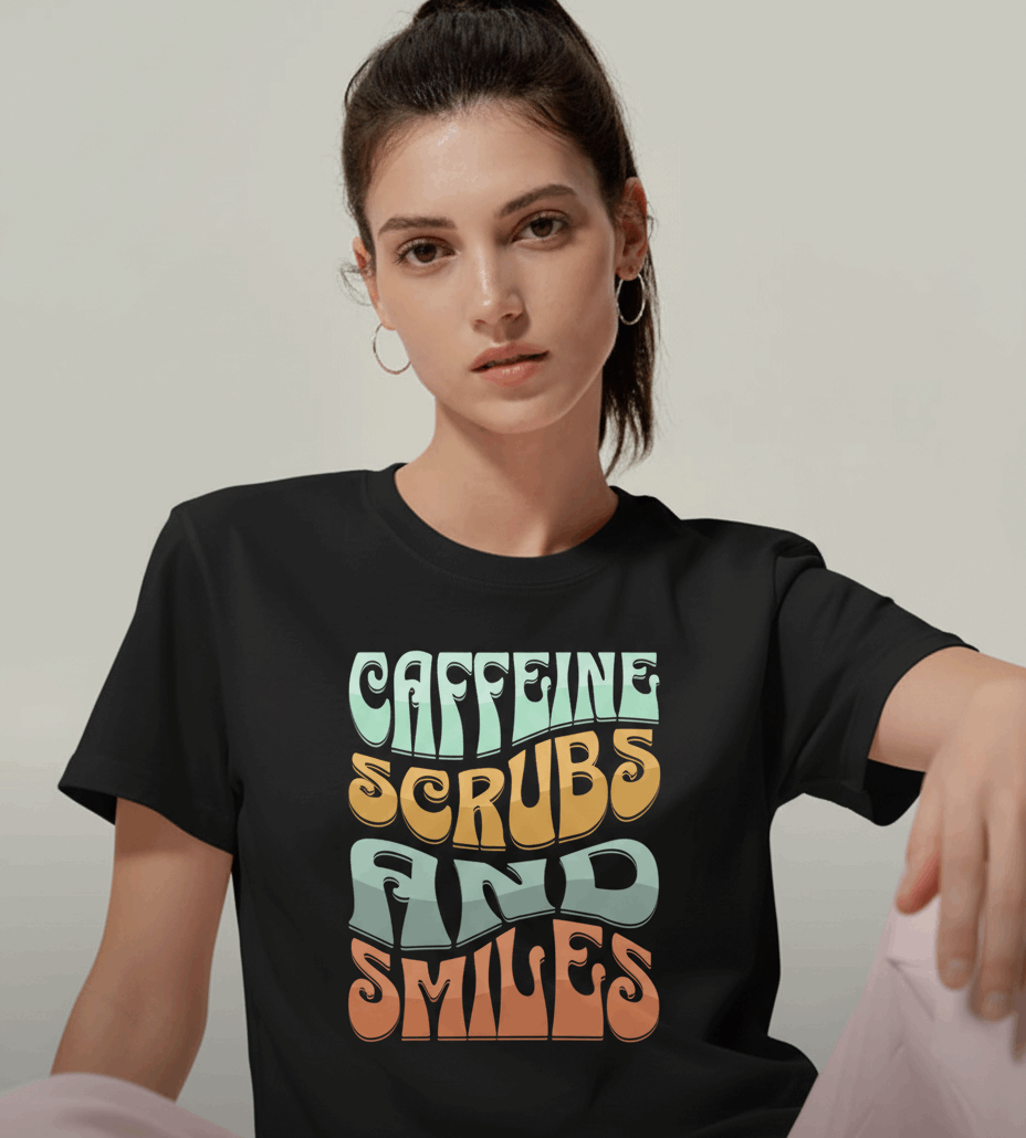 Caffeine Scrubs and Smiles Unisex Heavy Cotton Tee