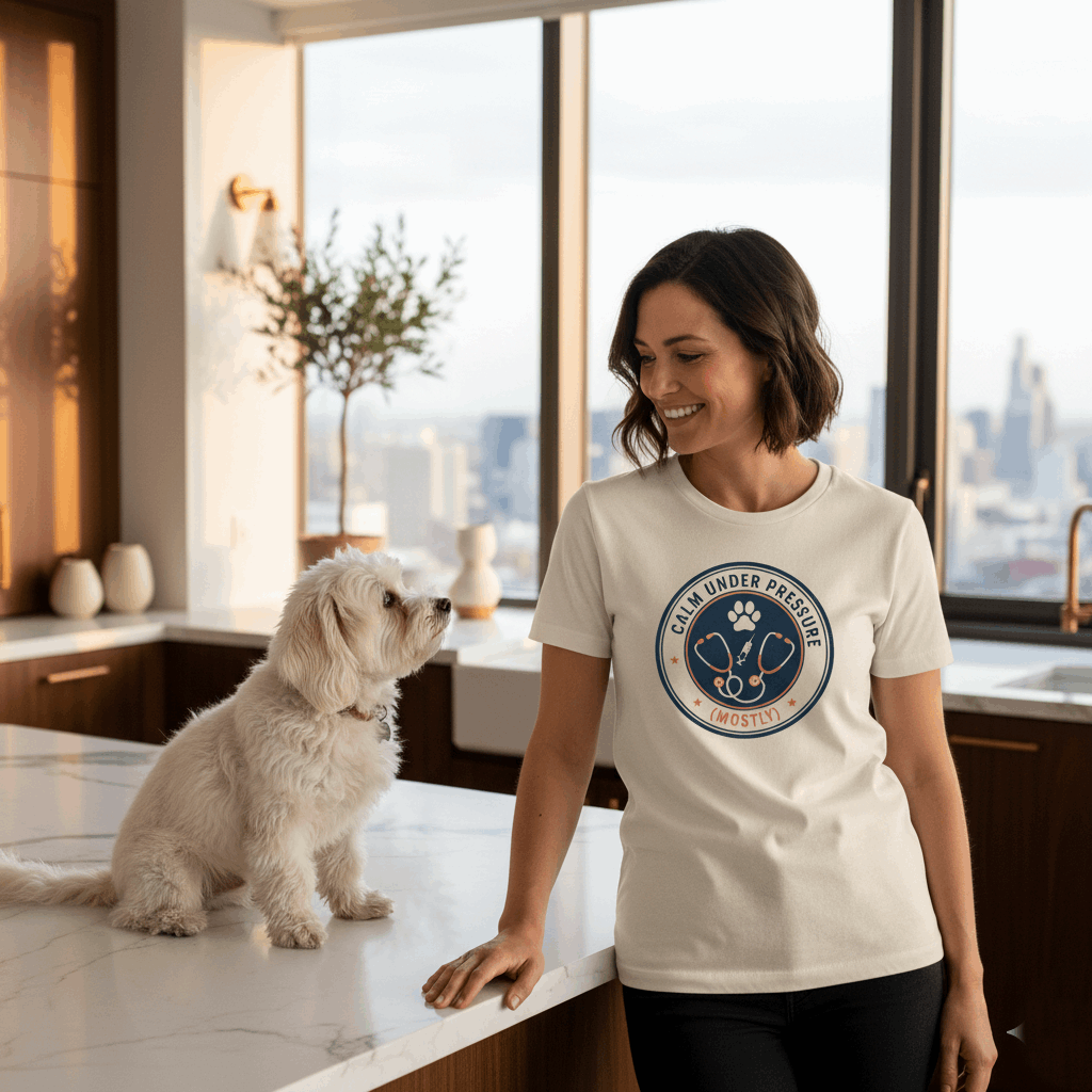 Calm Under Pressure" Vet Tech T-Shirt | Vintage Animal Care Design