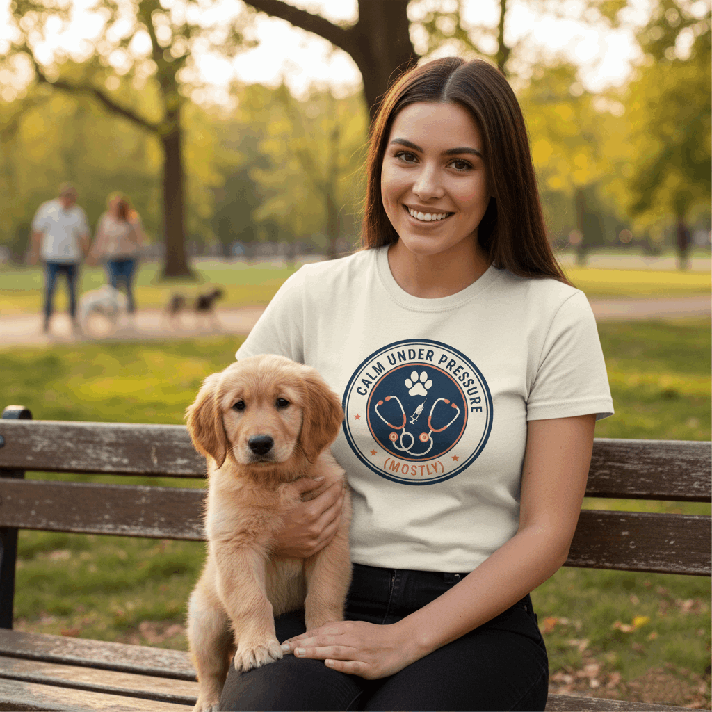 Calm Under Pressure" Vet Tech T-Shirt | Vintage Animal Care Design