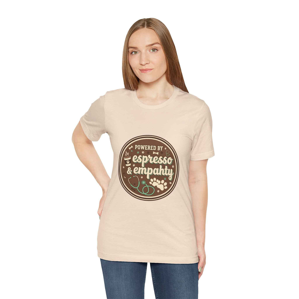 Empathy & Espresso Unisex T-Shirt for Veterinarians - Coffee Lover Vet Tee Gift