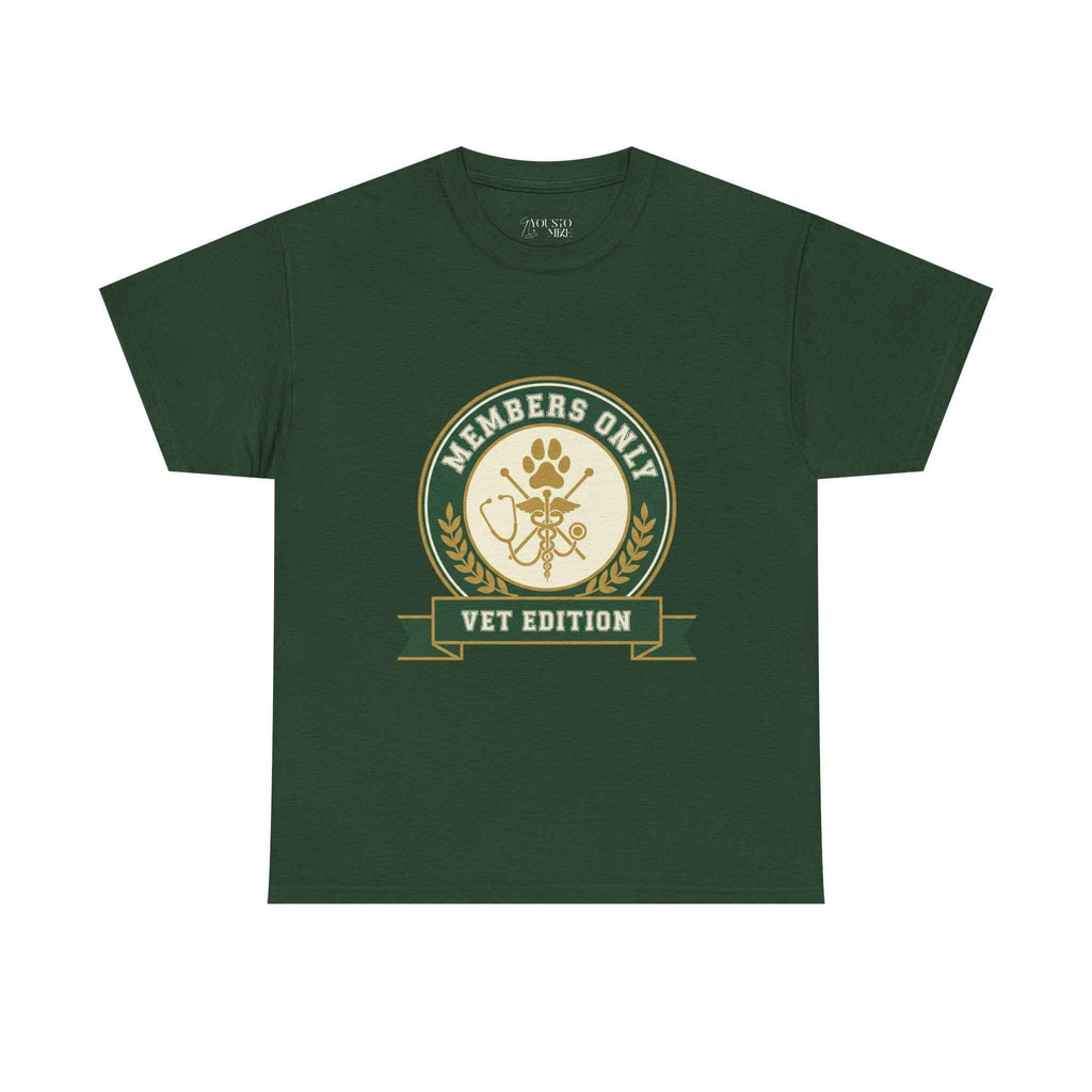 Retro Collegiate Vet Med T-Shirt - Members Only Vet Edition | Vintage Veterinary Stethoscope & Paw Print Crest