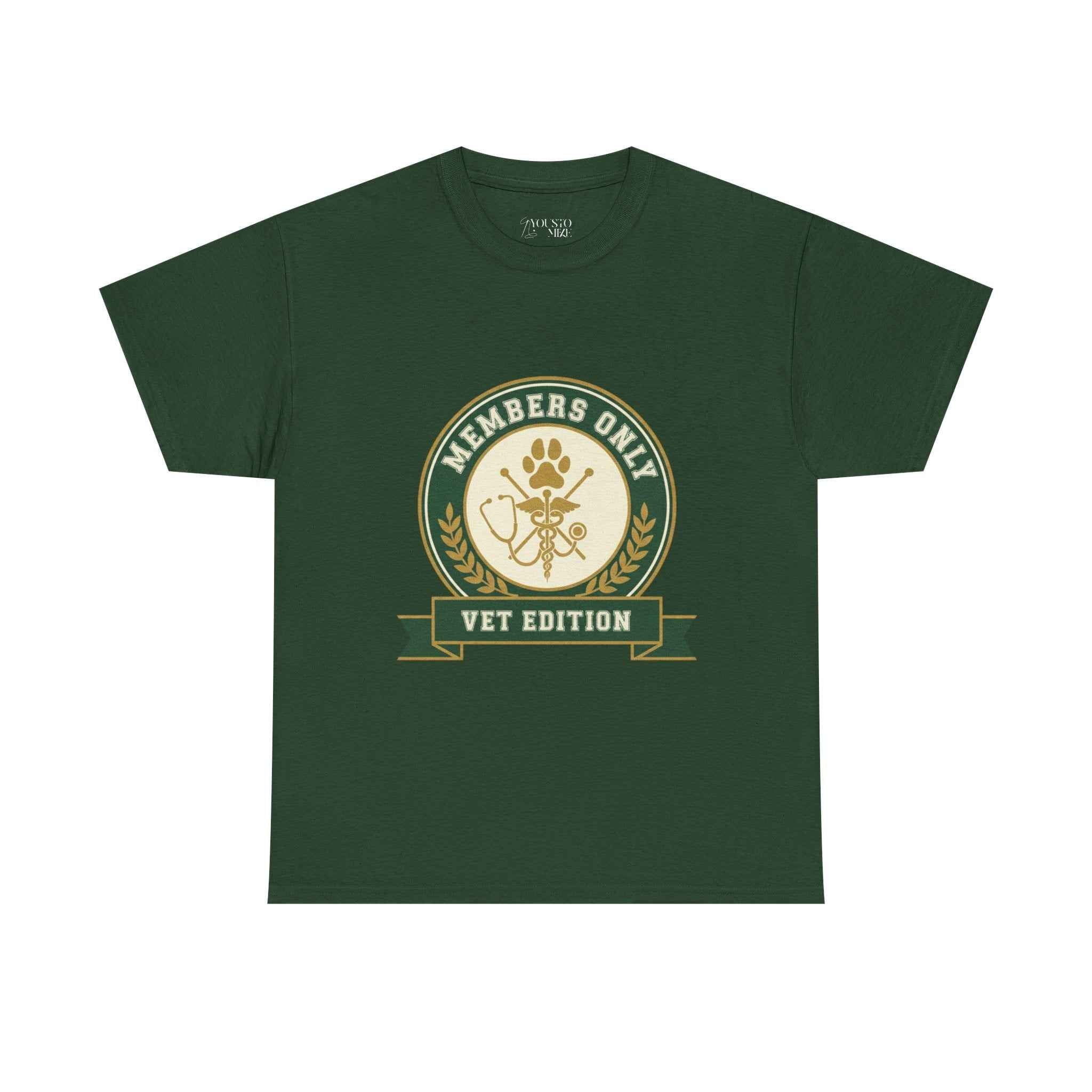 Retro Collegiate Vet Med T-Shirt - Members Only Vet Edition | Vintage Veterinary Stethoscope & Paw Print Crest