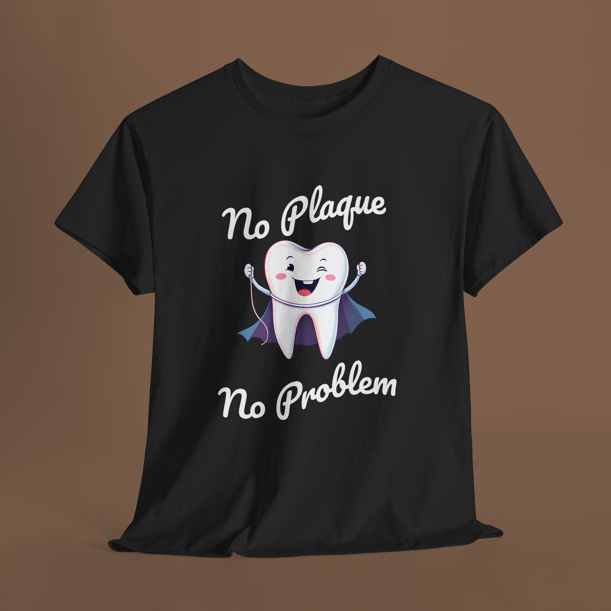Cute Dental Humor Tee, Funny Tooth Shirt, No Plaque No Problem Tee, Gift for Dentists, Dental Hygiene Top - YOUSTOMIZE