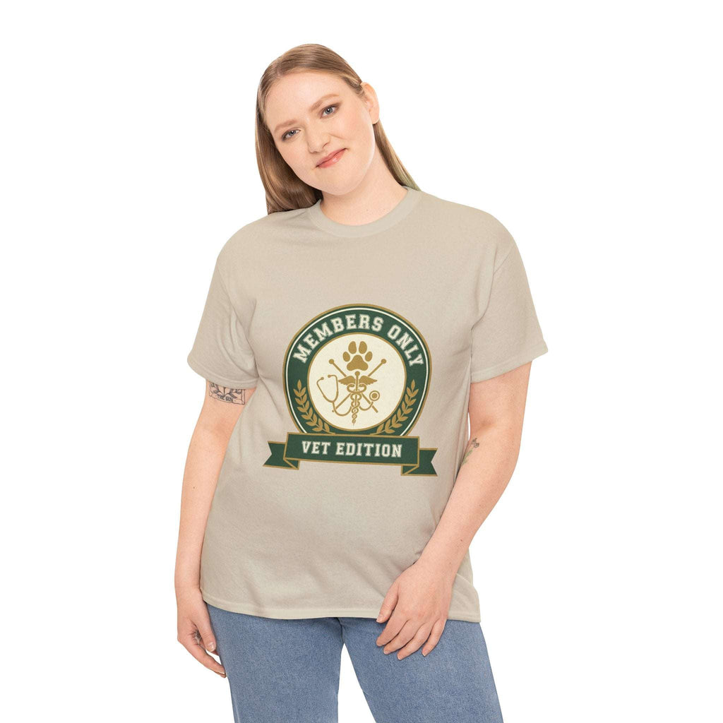 Retro Collegiate Vet Med T-Shirt - Members Only Vet Edition | Vintage Veterinary Stethoscope & Paw Print Crest