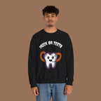 Halloween Sweatshirt with Trick or Teeth Design, Funny Fall Apparel, Unisex Cozy Wear, Perfect for Halloween Parties, Gift for Dental Lovers Product vendor