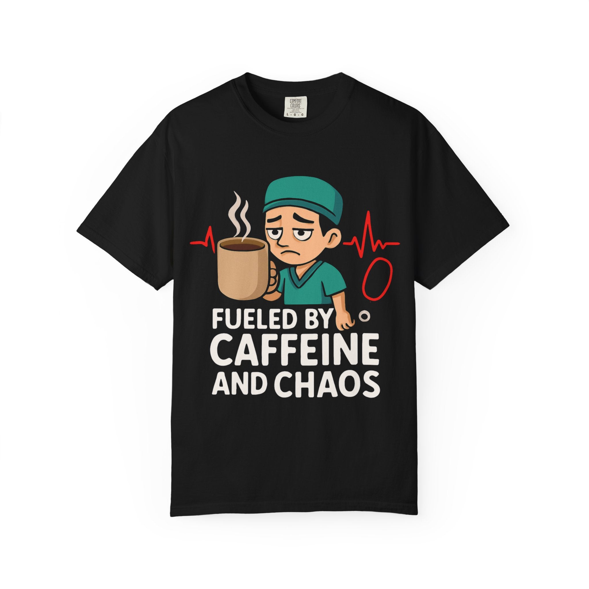 Nurse Coffee T-Shirt | Fueled by Caffeine and Chaos, Gift for Healthcare Workers, Funny Medical Tee Product vendor