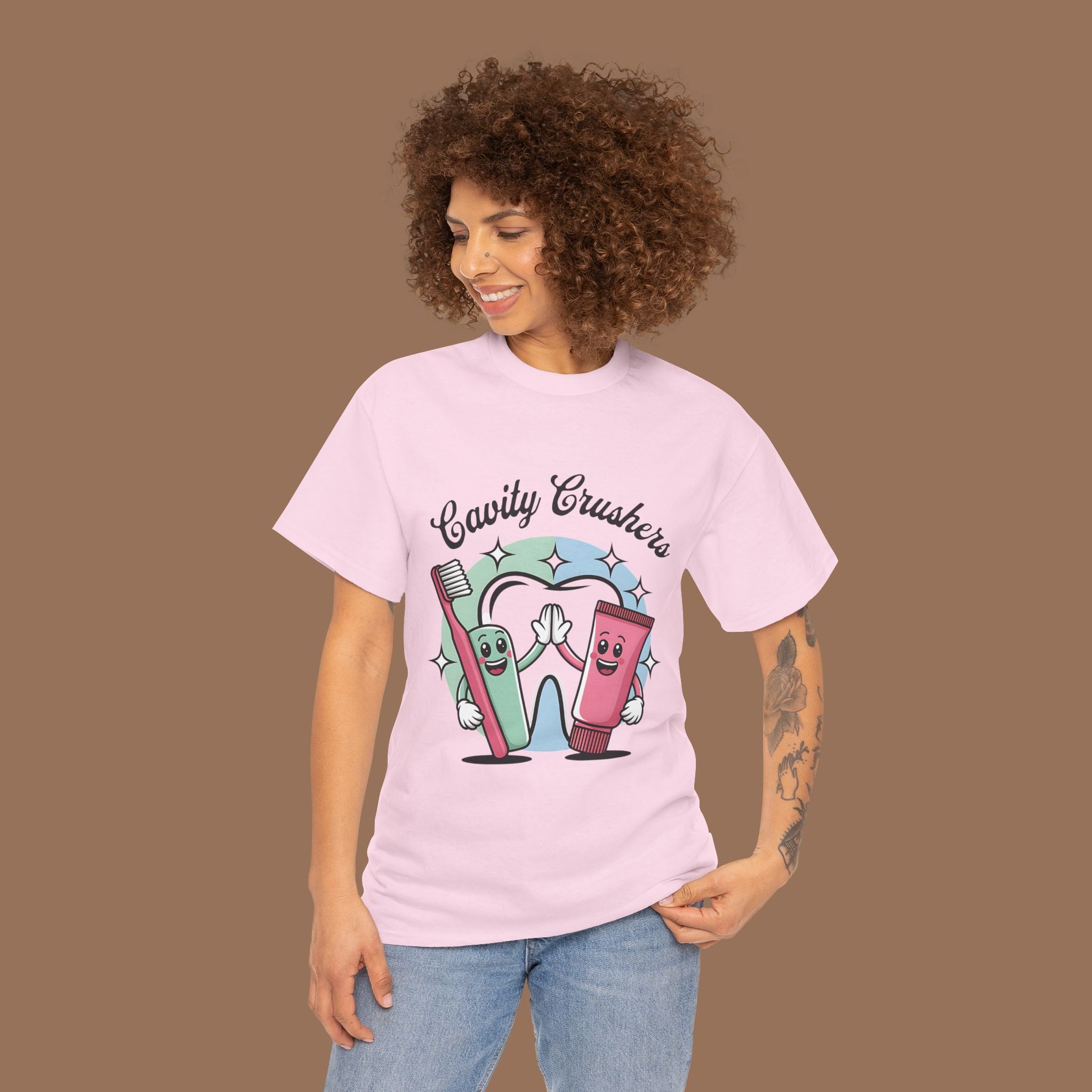 Cavity Crushers Tee - Fun Unisex Cotton Shirt, Perfect for Kids, Dentist Visits, Gifts, Birthdays, and Smiles! - YOUSTOMIZE