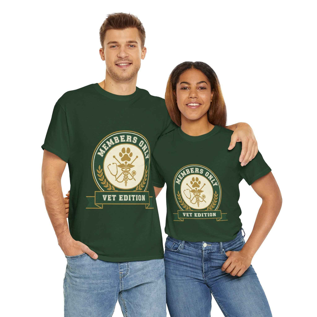 Retro Collegiate Vet Med T-Shirt - Members Only Vet Edition | Vintage Veterinary Stethoscope & Paw Print Crest