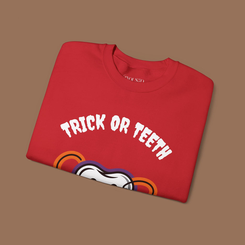 Halloween Sweatshirt with Trick or Teeth Design, Funny Fall Apparel, Unisex Cozy Wear, Perfect for Halloween Parties, Gift for Dental Lovers Product vendor