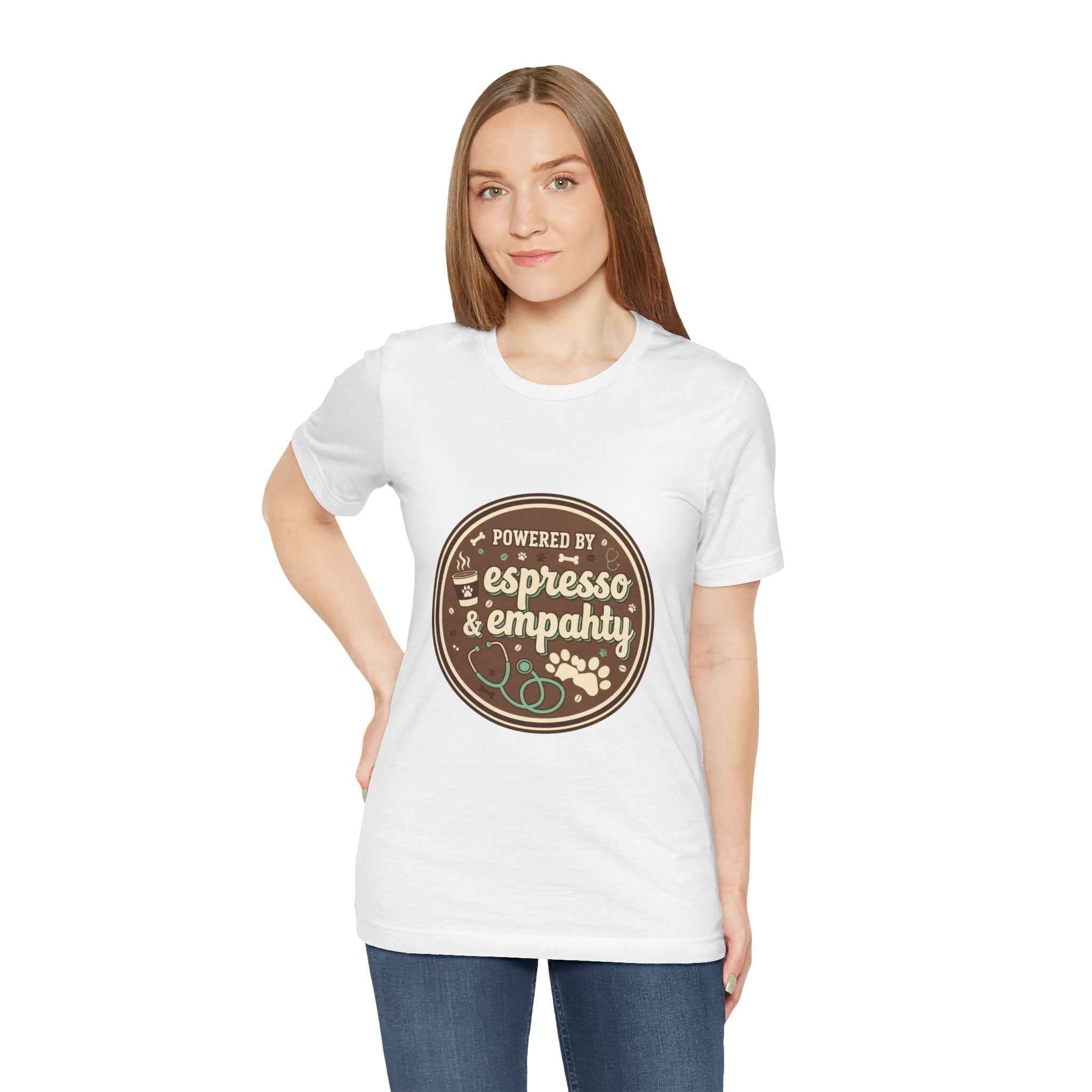 Empathy & Espresso Unisex T-Shirt for Veterinarians - Coffee Lover Vet Tee Gift