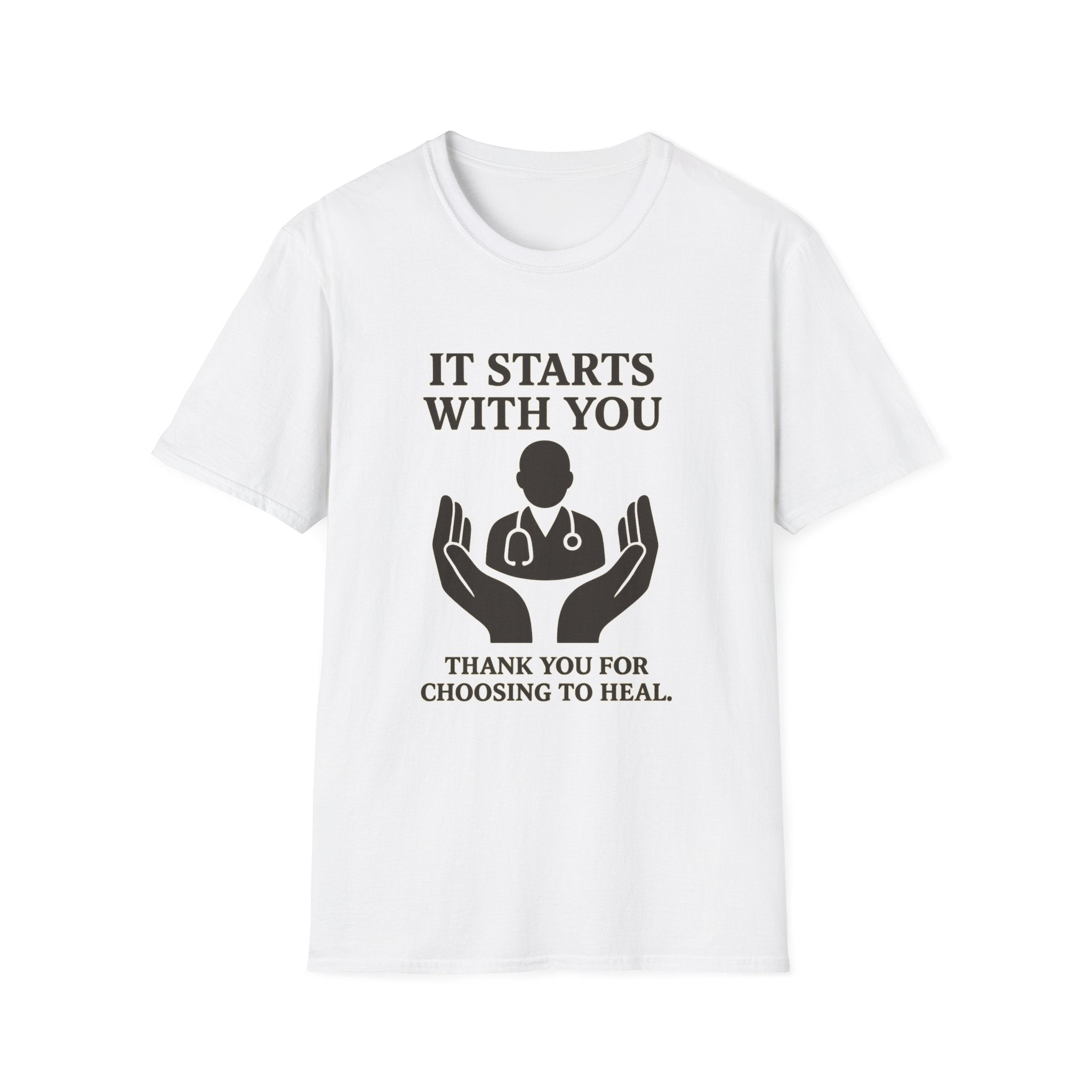 Inspirational Healthcare T-Shirt, Thank You for Choosing to Heal Shirt – Nurse Appreciation Gift – Doctor Gratitude T-shirt – It Starts With You – Minimalist Medical Design Product vendor