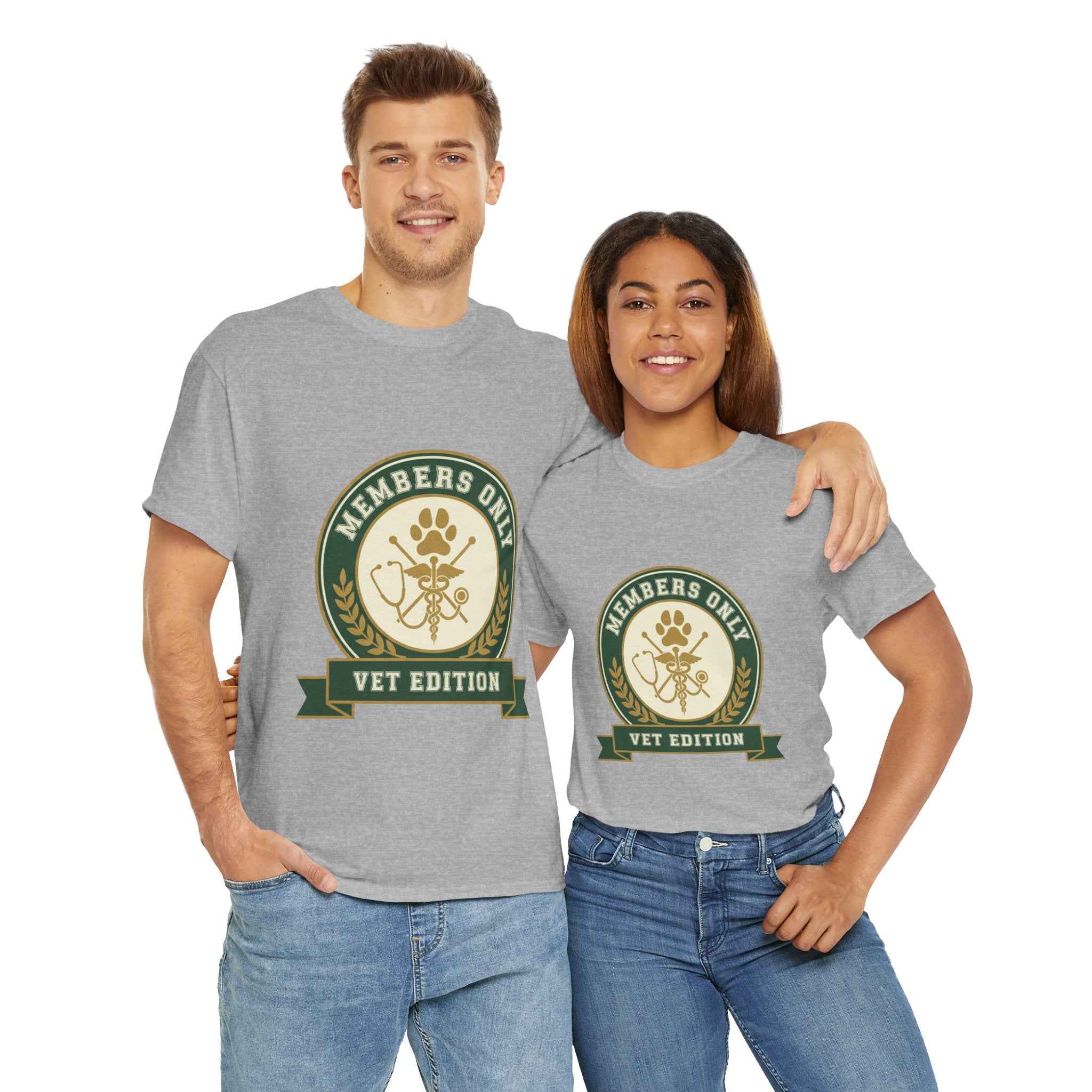 Retro Collegiate Vet Med T-Shirt - Members Only Vet Edition | Vintage Veterinary Stethoscope & Paw Print Crest