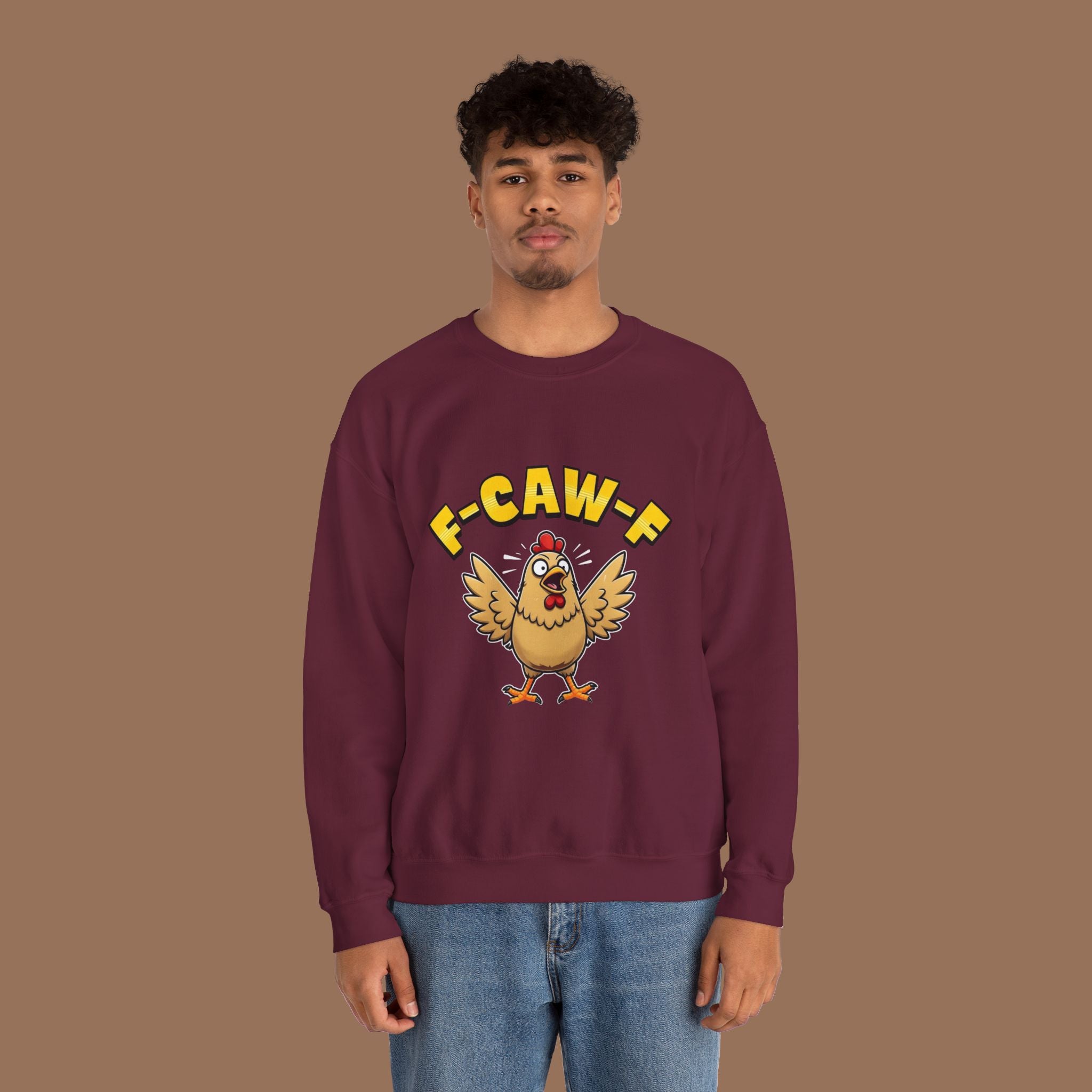 F-Caw-F Funny Chicken Sweatshirt, Unisex Crewneck, Gift for Chicken Lovers, Casual Wear, Cozy Outfit