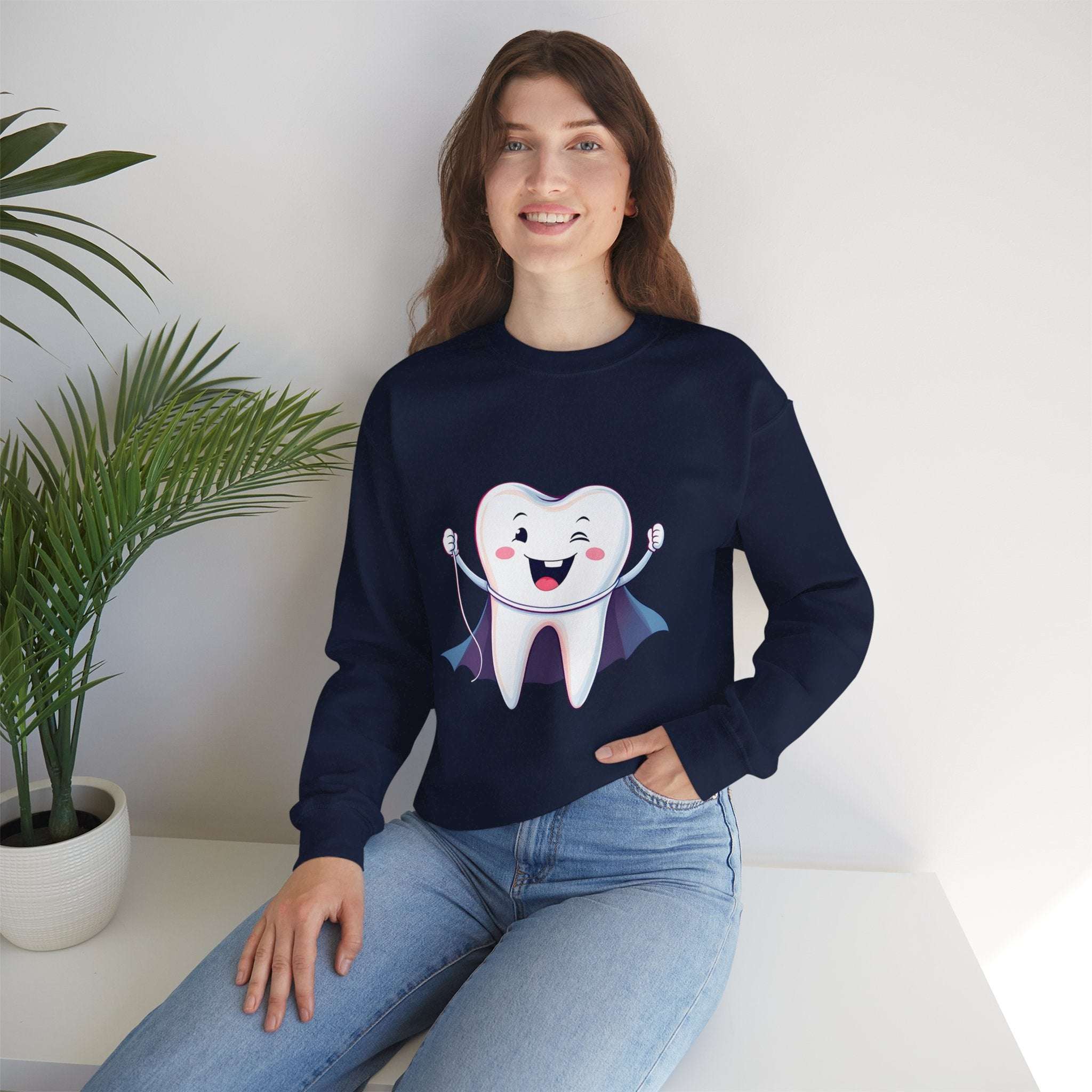 Tooth Fairy Crewneck Sweatshirt - Fun Dental Gift for Kids, Halloween Costume, Cozy Gift for Dentists, Floss On! - YOUSTOMIZE