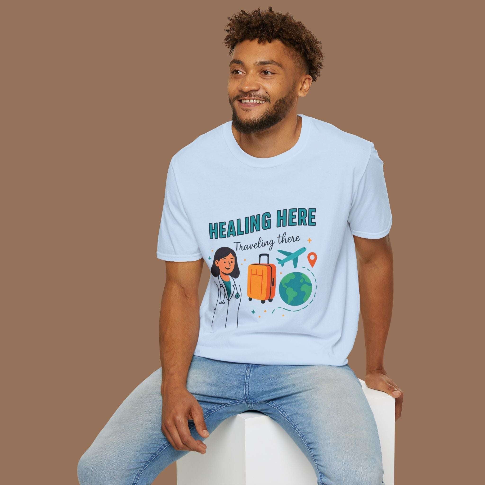 Travel-Inspired Healthcare T-Shirt, Best Doctor Gift, Travel Nurse Apparel, Healing Here Tee, Unisex Graphic Shirt, Vacation Outfit Product vendor