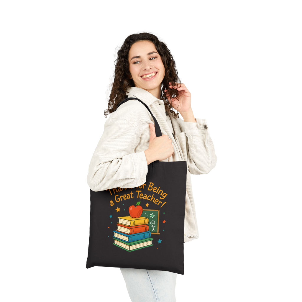 Cotton Canvas Tote Bag - Thanks for being a great teacher, Thanksgiving Day Gift - YOUSTOMIZE
