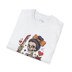 Level Up Skeleton Graphic Unisex Softstyle T-Shirt, Cute Halloween Tee, Gift for Gamers, Spooky Season Apparel, Goth Fashion Product vendor