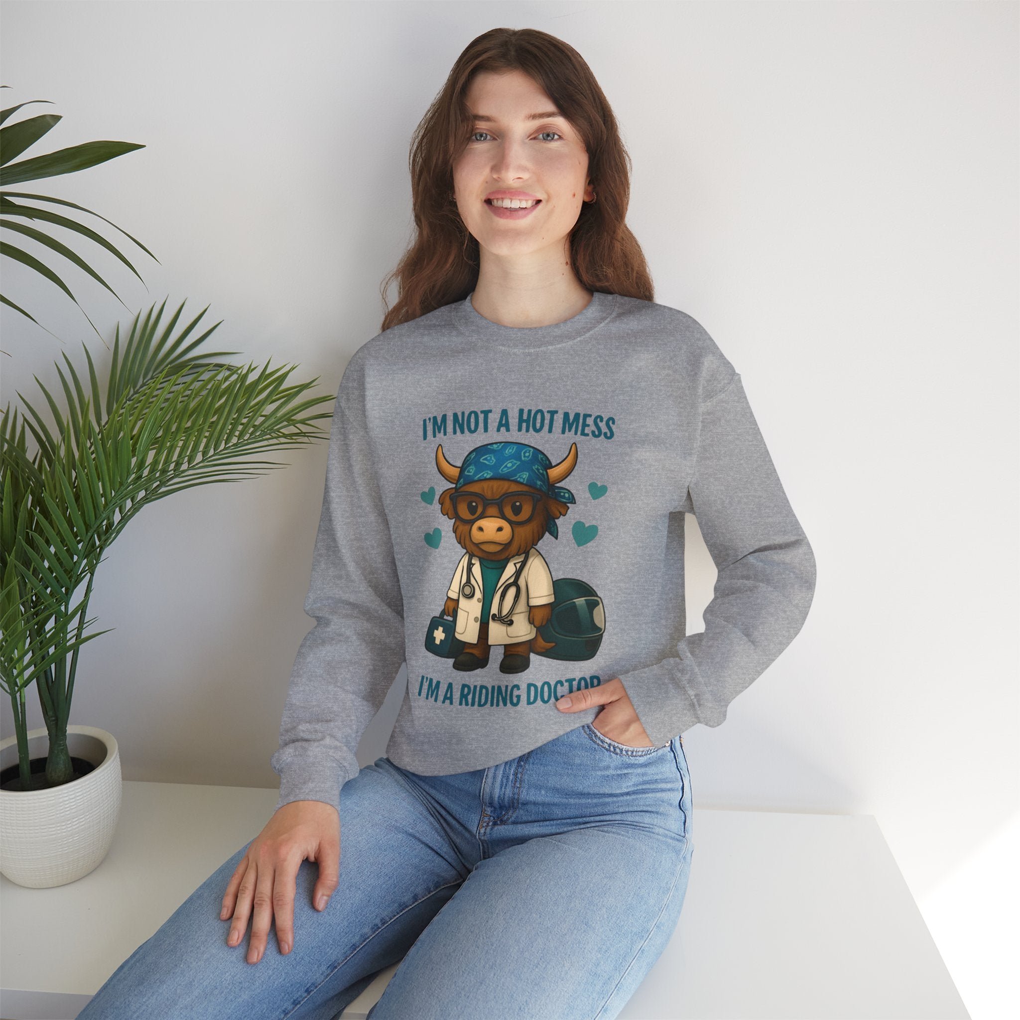 Funny Riding Doctor Sweatshirt, Unisex Crewneck, Gift for Vet Lovers, Animal Lover Apparel, Cozy Casual Wear Product vendor