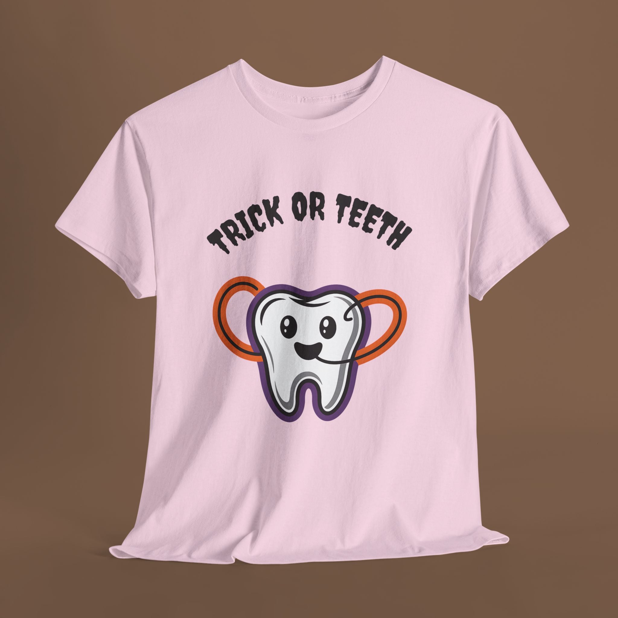 Trick or Teeth Halloween Tee, Fun Unisex T-Shirt, Cute Tooth Graphic Shirt, Perfect for Halloween Party, Kids and Adults - YOUSTOMIZE