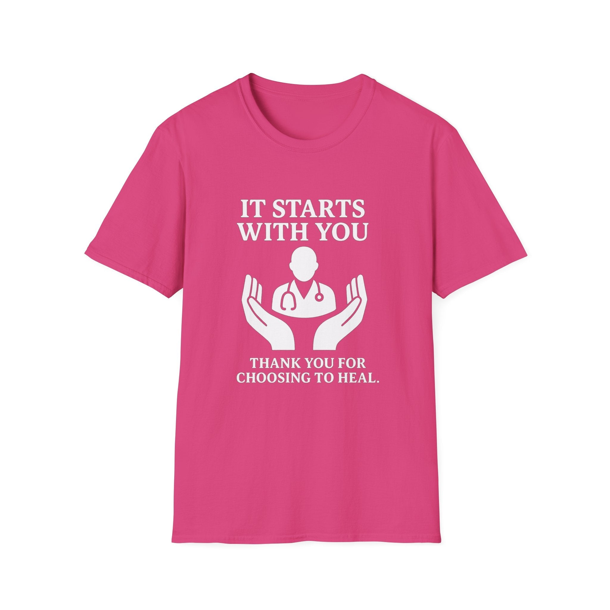 Inspirational Healthcare T-Shirt, Thank You for Choosing to Heal Shirt – Nurse Appreciation Gift – Doctor Gratitude T-shirt – It Starts With You – Minimalist Medical Design Product vendor