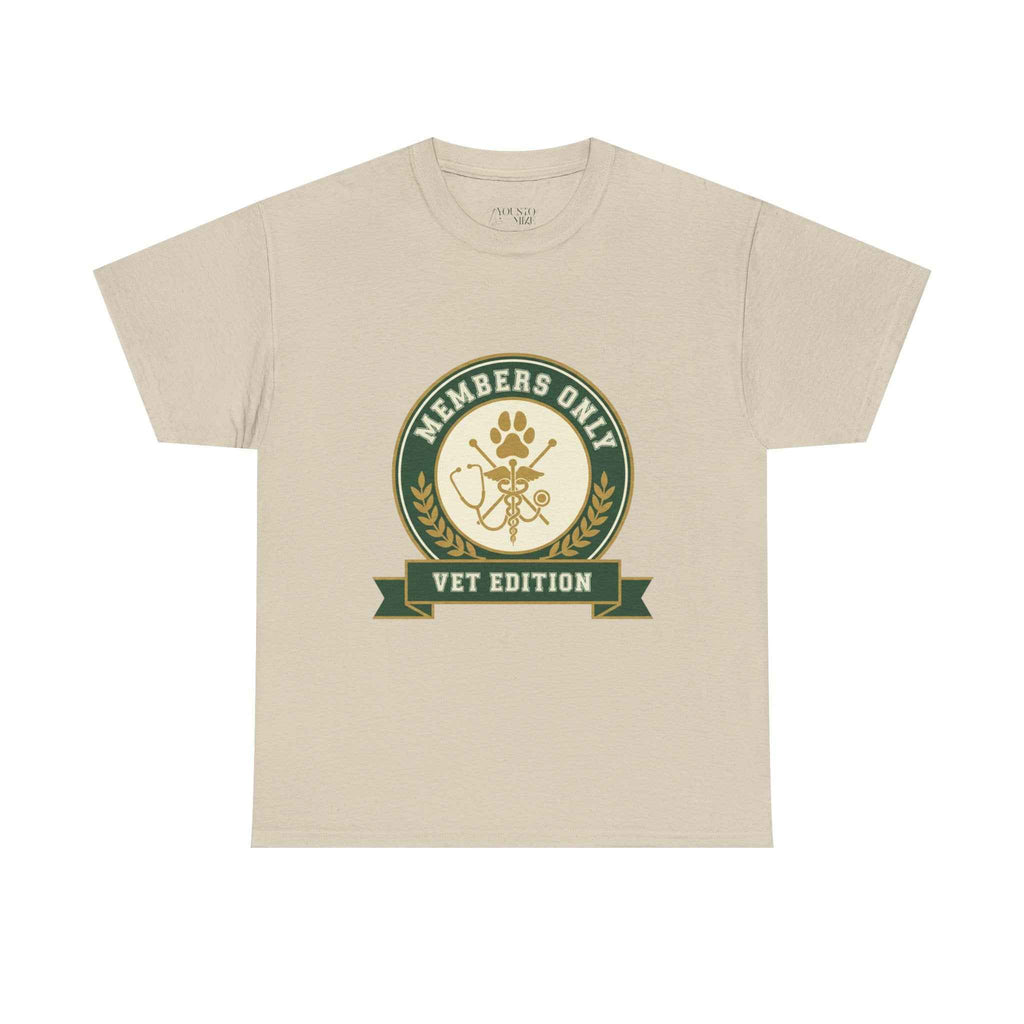 Retro Collegiate Vet Med T-Shirt - Members Only Vet Edition | Vintage Veterinary Stethoscope & Paw Print Crest