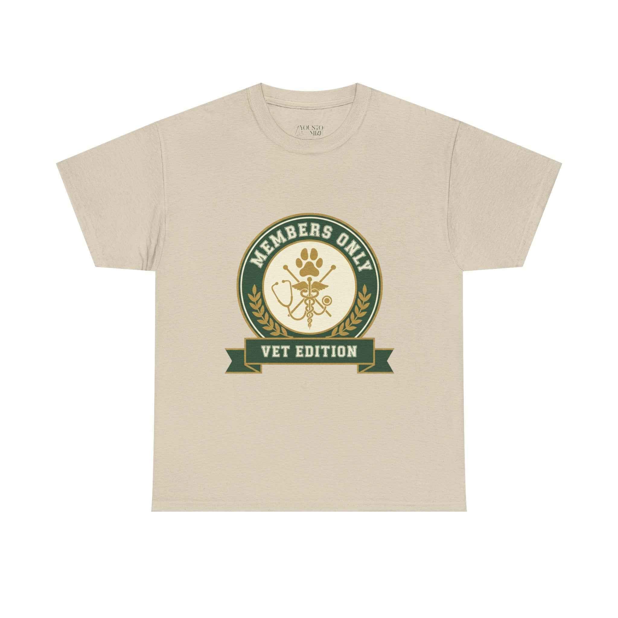 Retro Collegiate Vet Med T-Shirt - Members Only Vet Edition | Vintage Veterinary Stethoscope & Paw Print Crest