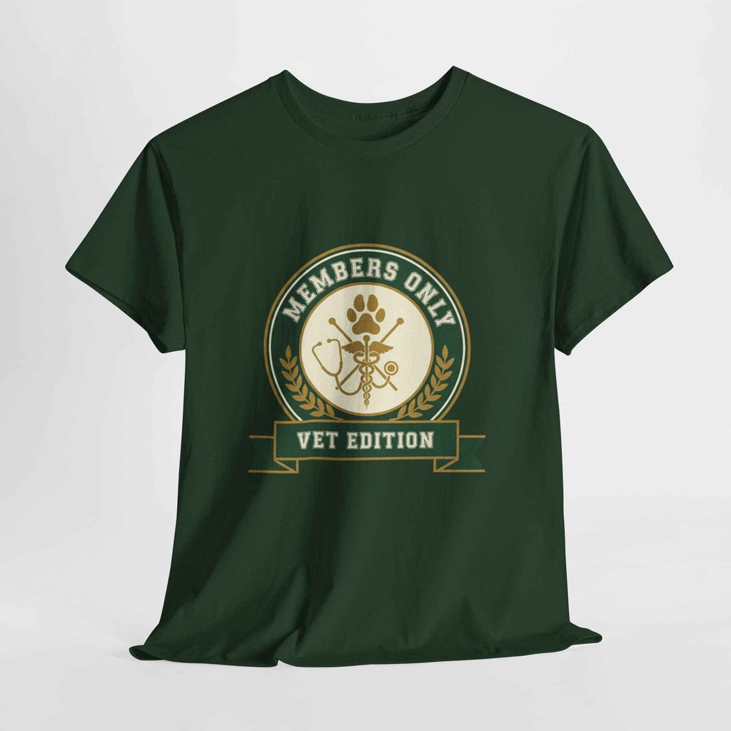 Retro Collegiate Vet Med T-Shirt - Members Only Vet Edition | Vintage Veterinary Stethoscope & Paw Print Crest