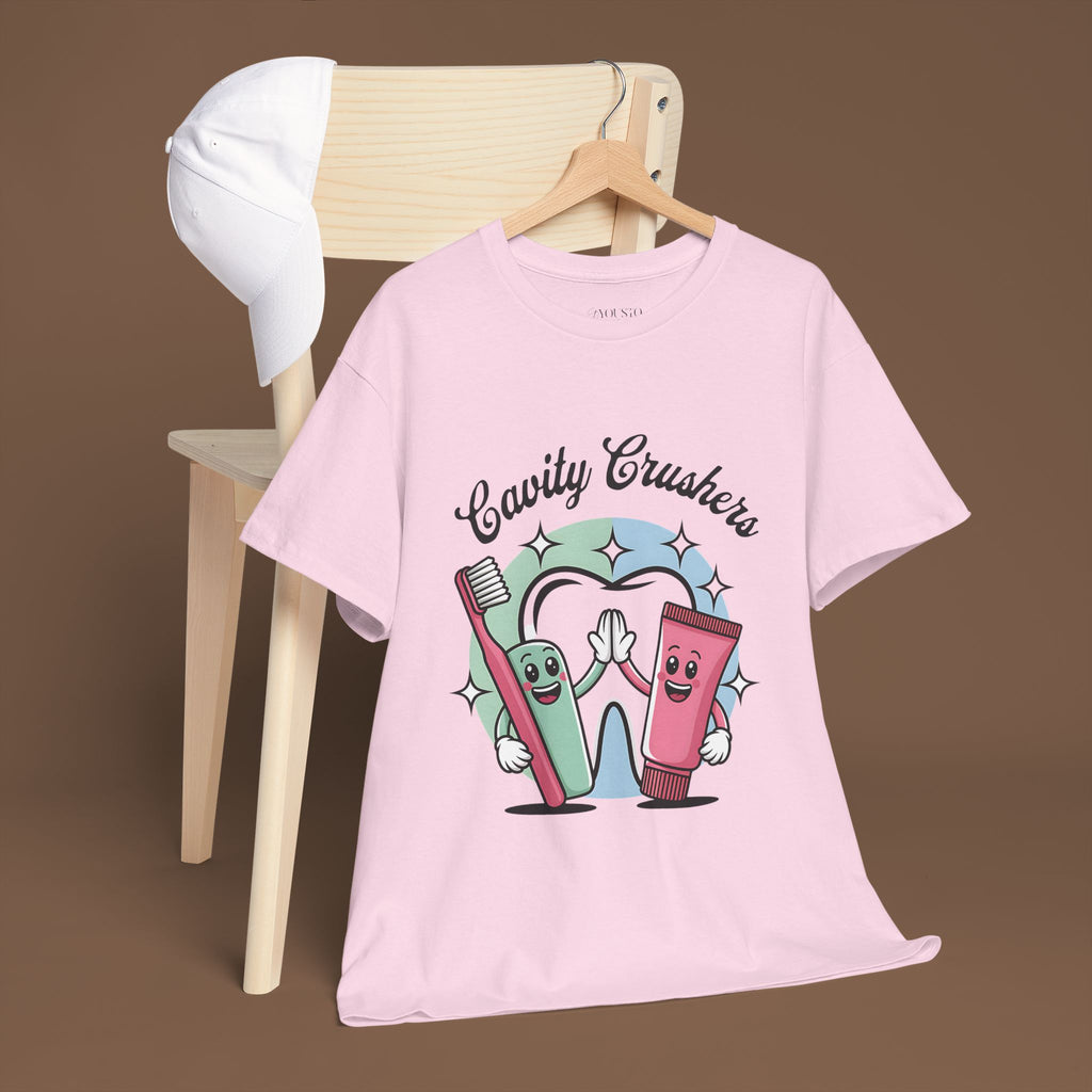 Cavity Crushers Tee - Fun Unisex Cotton Shirt, Perfect for Kids, Dentist Visits, Gifts, Birthdays, and Smiles! - YOUSTOMIZE