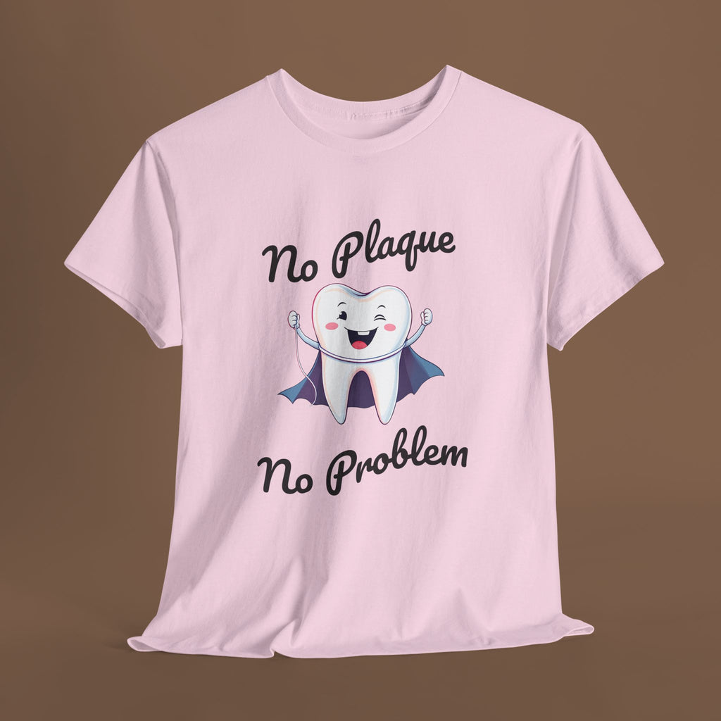 Cute Dental Humor Tee, Funny Tooth Shirt, No Plaque No Problem Tee, Gift for Dentists, Dental Hygiene Top - YOUSTOMIZE