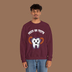 Halloween Sweatshirt with Trick or Teeth Design, Funny Fall Apparel, Unisex Cozy Wear, Perfect for Halloween Parties, Gift for Dental Lovers Product vendor