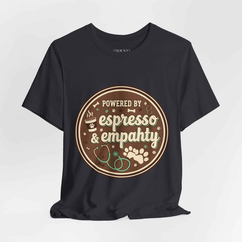 Empathy & Espresso Unisex T-Shirt for Veterinarians - Coffee Lover Vet Tee Gift