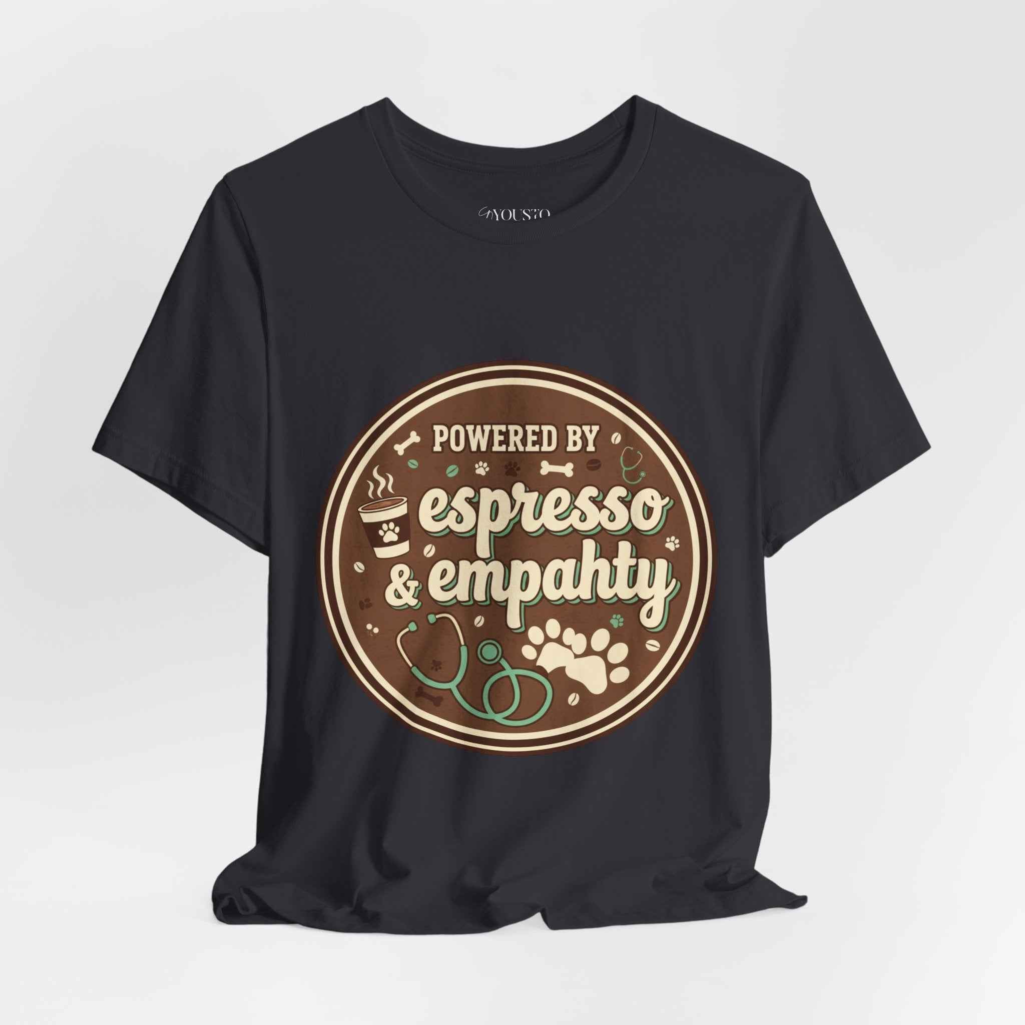 Empathy & Espresso Unisex T-Shirt for Veterinarians - Coffee Lover Vet Tee Gift