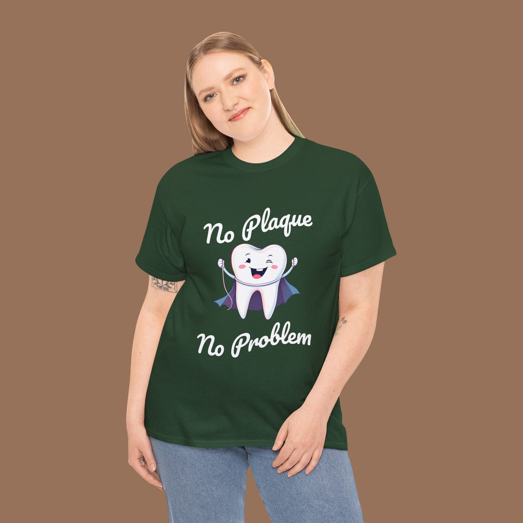 Cute Dental Humor Tee, Funny Tooth Shirt, No Plaque No Problem Tee, Gift for Dentists, Dental Hygiene Top - YOUSTOMIZE