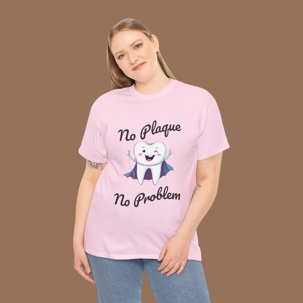 Cute Dental Humor Tee, Funny Tooth Shirt, No Plaque No Problem Tee, Gift for Dentists, Dental Hygiene Top - YOUSTOMIZE