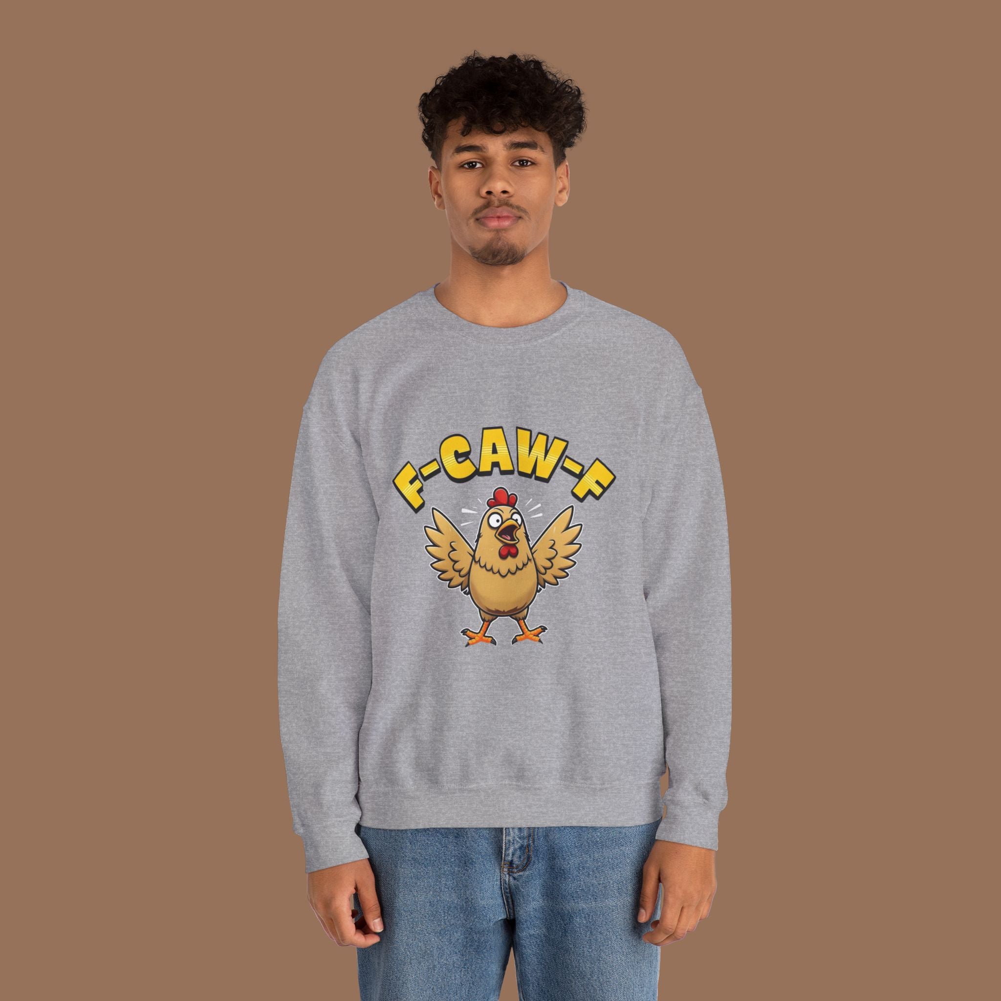 F-Caw-F Funny Chicken Sweatshirt, Unisex Crewneck, Gift for Chicken Lovers, Casual Wear, Cozy Outfit