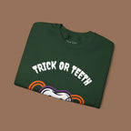 Halloween Sweatshirt with Trick or Teeth Design, Funny Fall Apparel, Unisex Cozy Wear, Perfect for Halloween Parties, Gift for Dental Lovers Product vendor