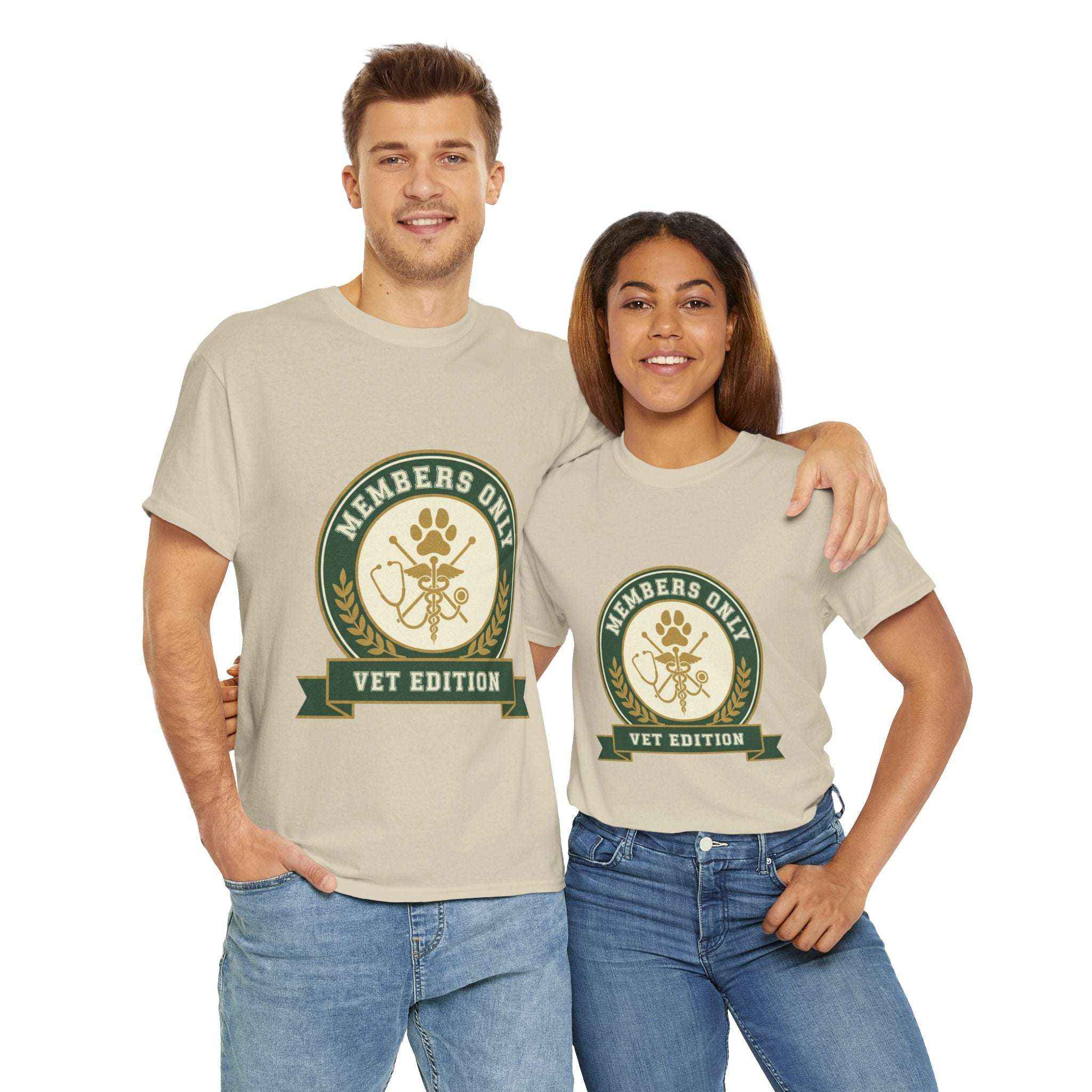 Retro Collegiate Vet Med T-Shirt - Members Only Vet Edition | Vintage Veterinary Stethoscope & Paw Print Crest